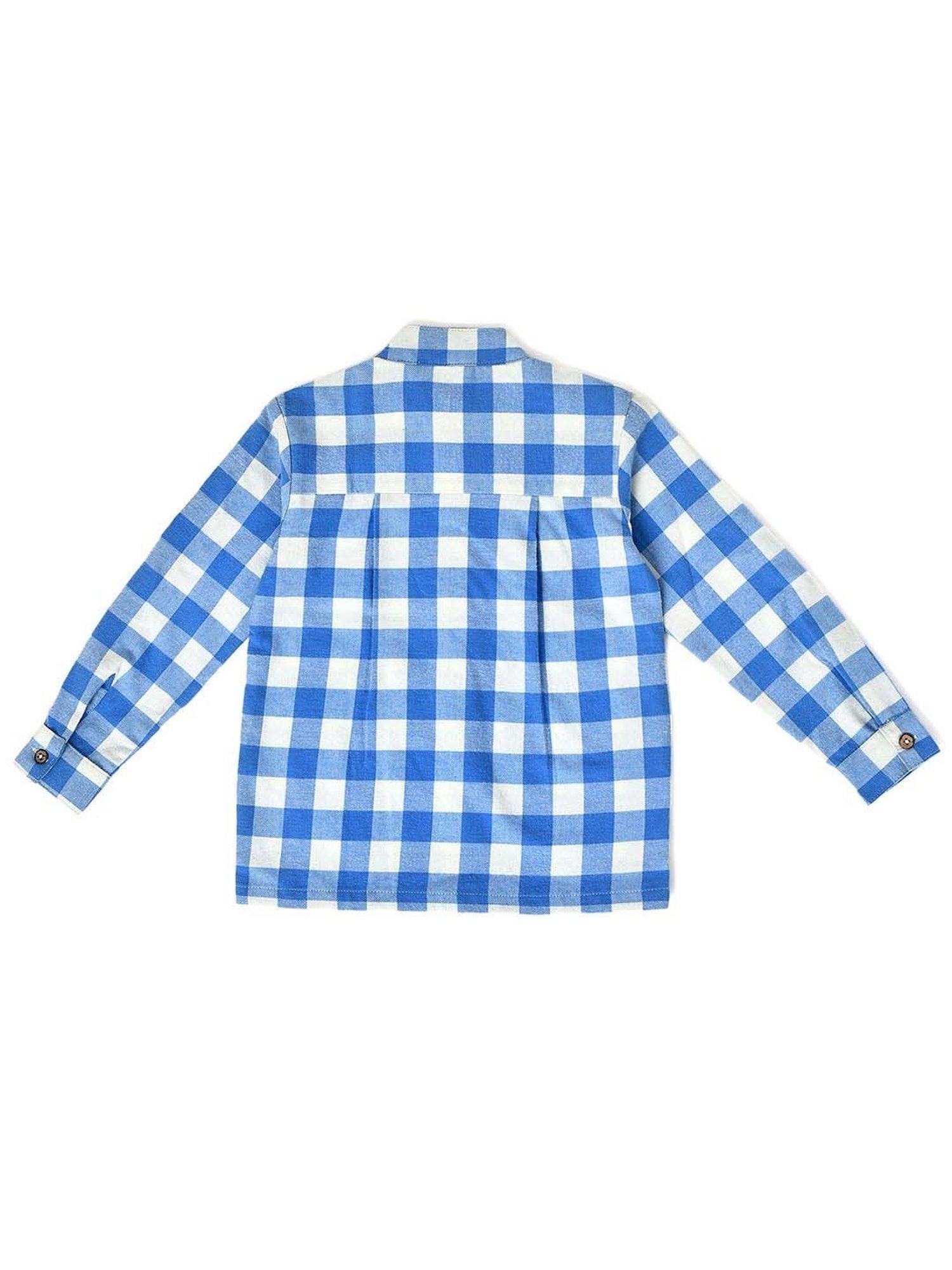 MiArcus Kids Blue & White Cotton Chequered Full Sleeves Shirt