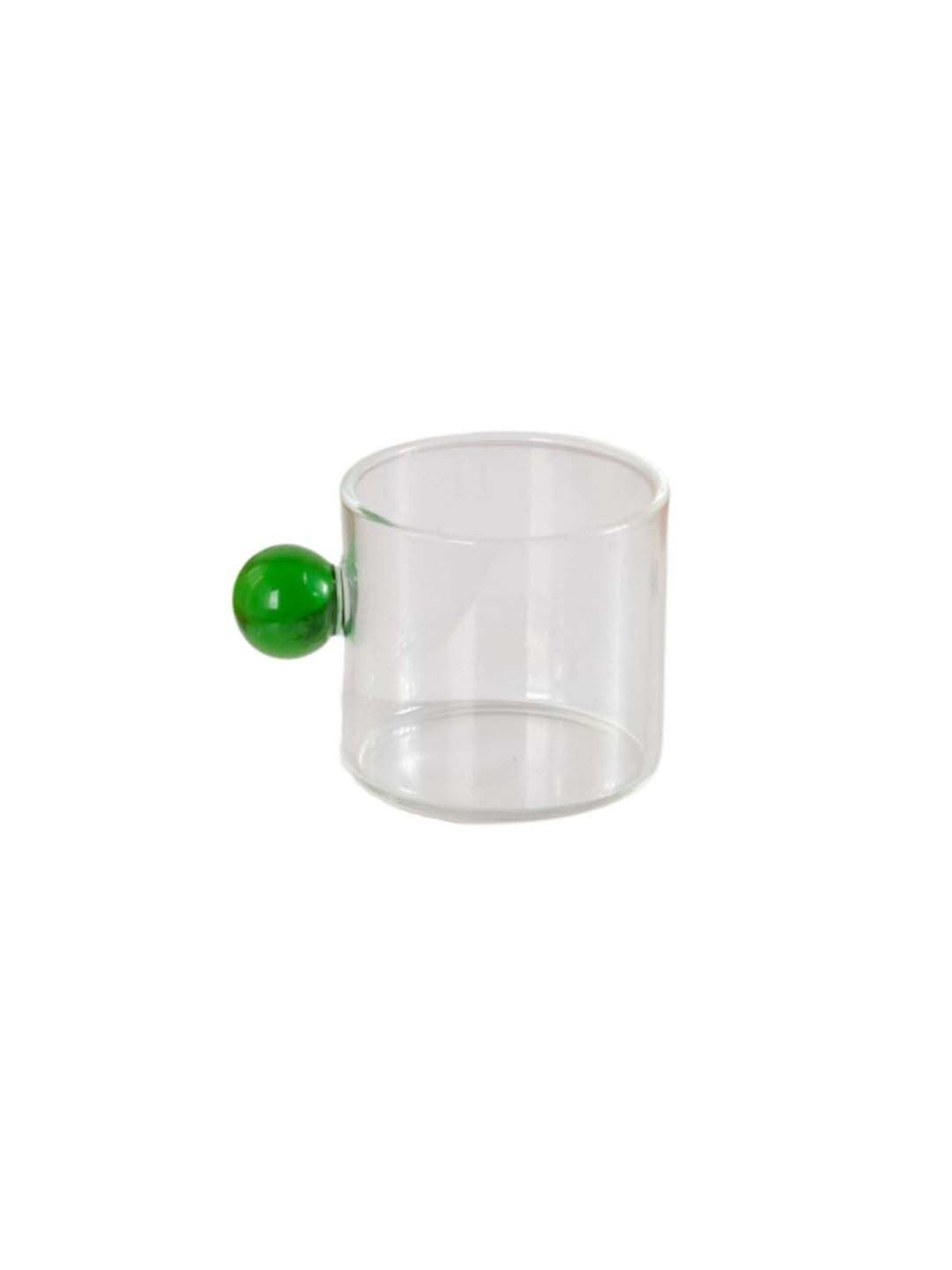 Nestasia Transparent Mini Espresso Shot Glass Cup with Green Colored Handle, 70ml