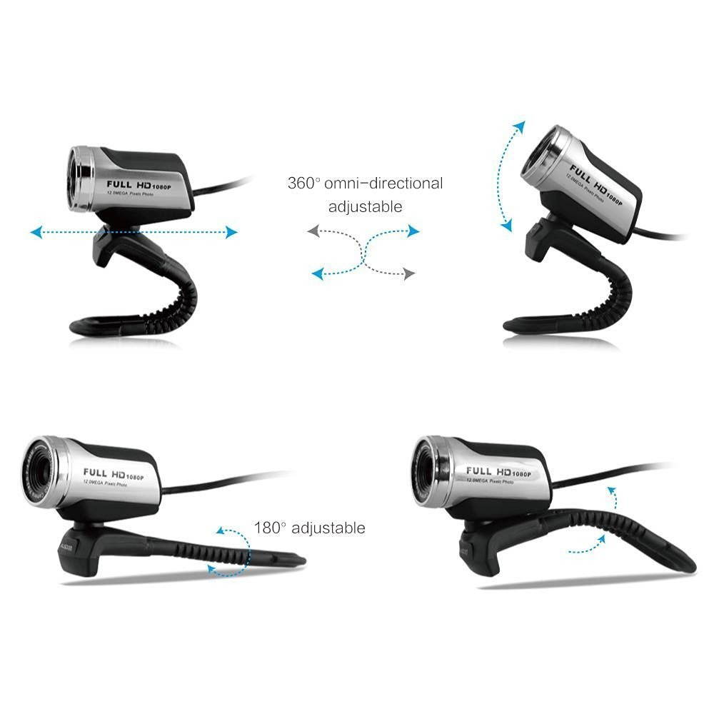 AUSDOM 1080P HD USB Webcam with Built-in Microphone,12.0MP, Auto Exposure, Digital Zoom, Clip-On/Freestanding Network Computer Camera Web Cam