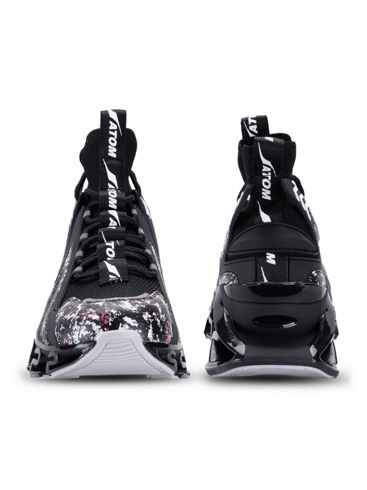 Atom Men's Multi Print Black Running Shoes