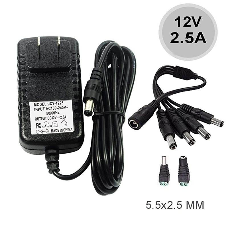 UL Listed  12V 25A 30W AC DC Switching Power Supply Adapter Input 100240V Output 12 Volt 25 Amp Wall Transformer Charger for DC12V CCTV Camera LED Strip Light 3Ft Cord 30 Watt Max