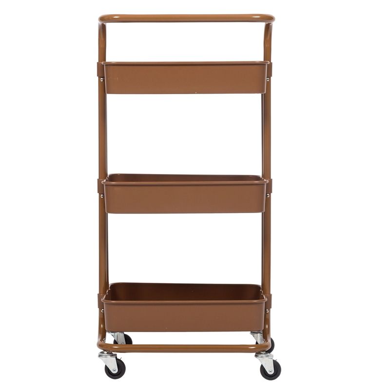 Pemberly Row 3 Tier Mobile Storage Caddy in Caramel