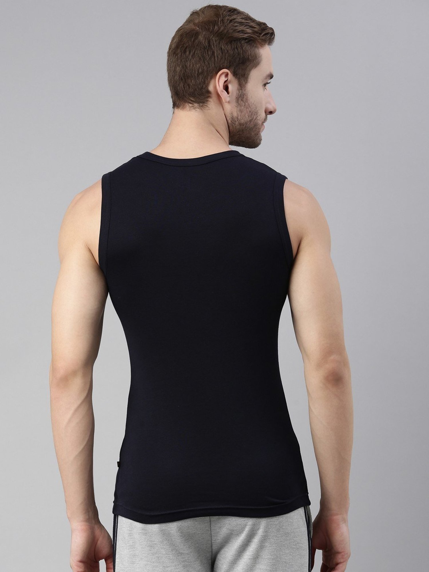 Cantabil Navy Blue Cotton Regular Fit Vest