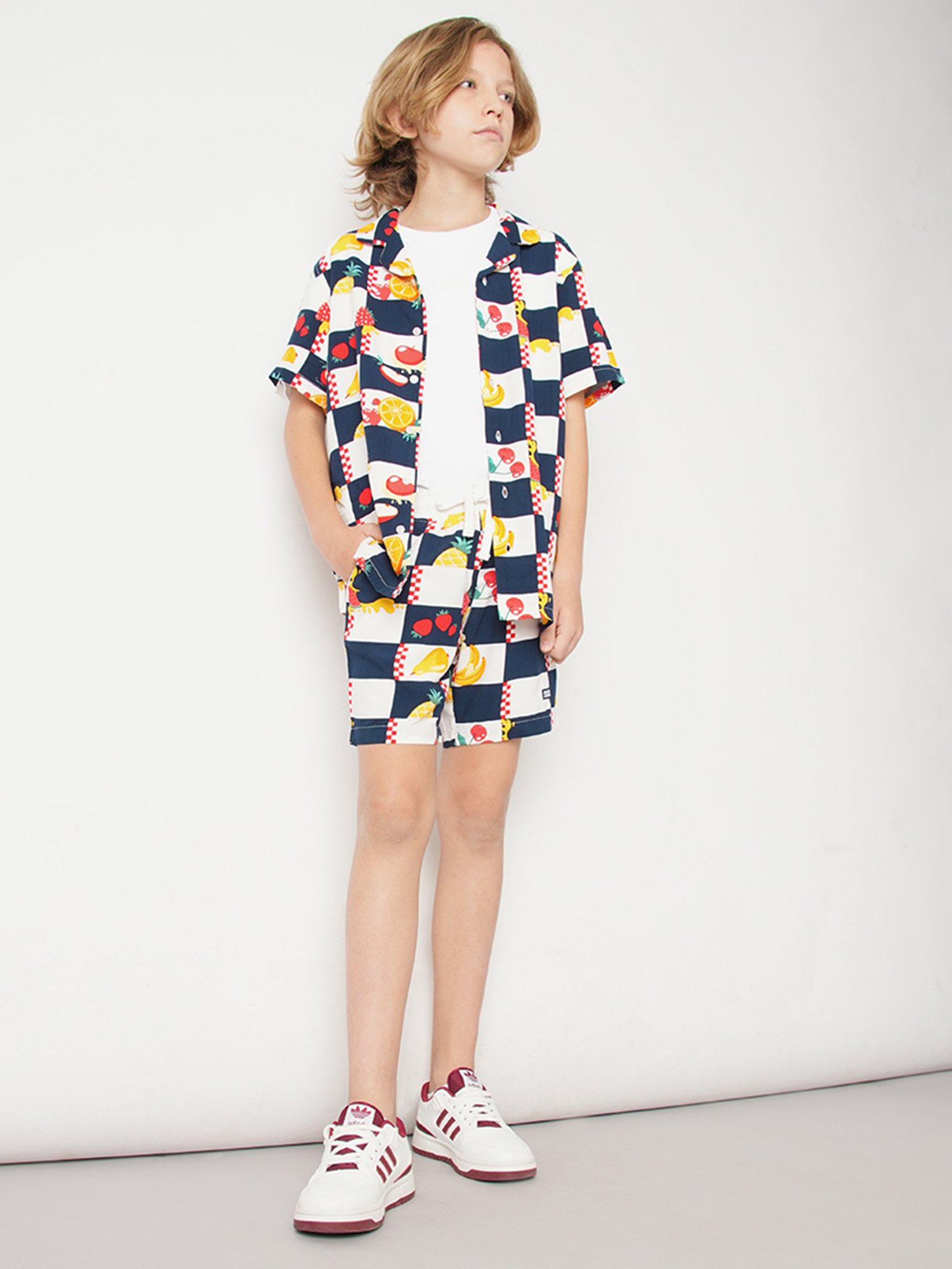 Jack & Jones Junior Navy & White Checks Shorts