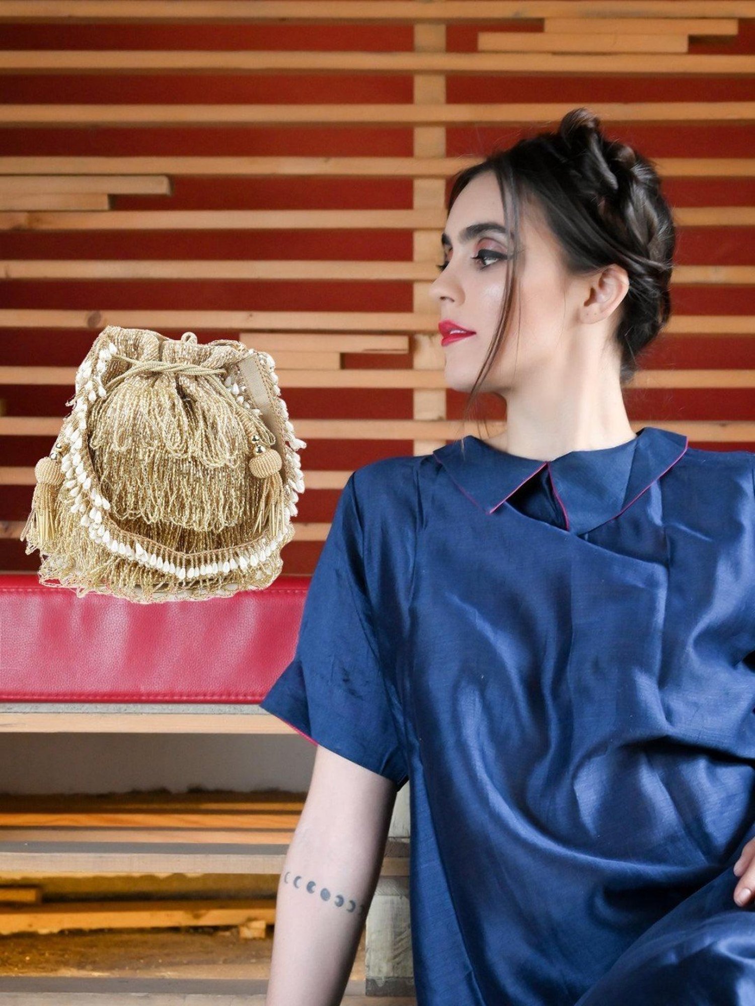 Odette Gold Embellished Potli