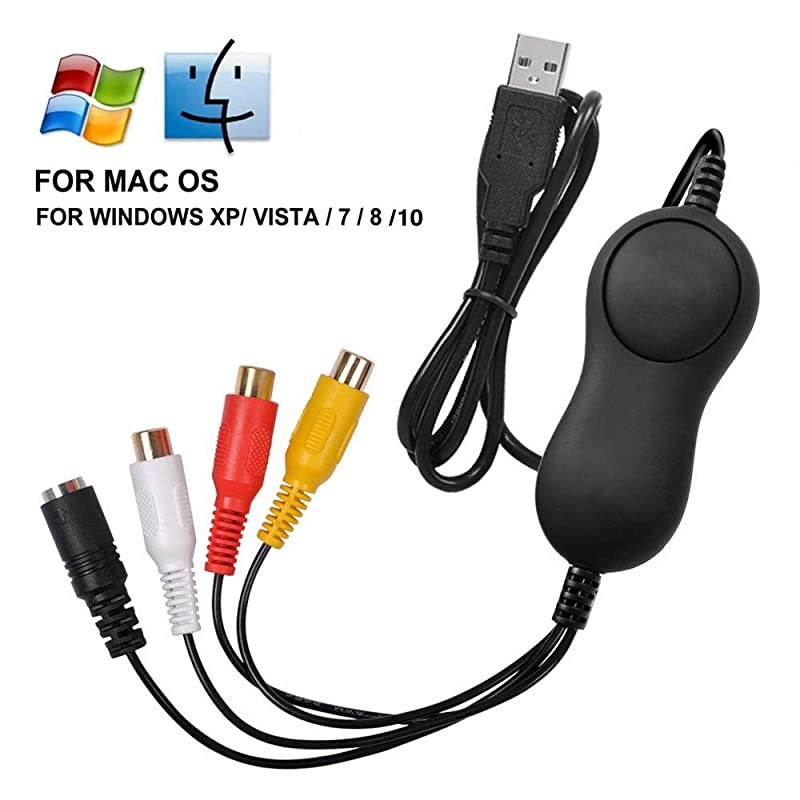 to Digital DVD Converter for Mac USB20 AudioVideo Capture Grabber Adapter DeviceTransfer VCR TV Hi8 Game S Video to DVDSupport Mac Windows 108187VistaXP Black