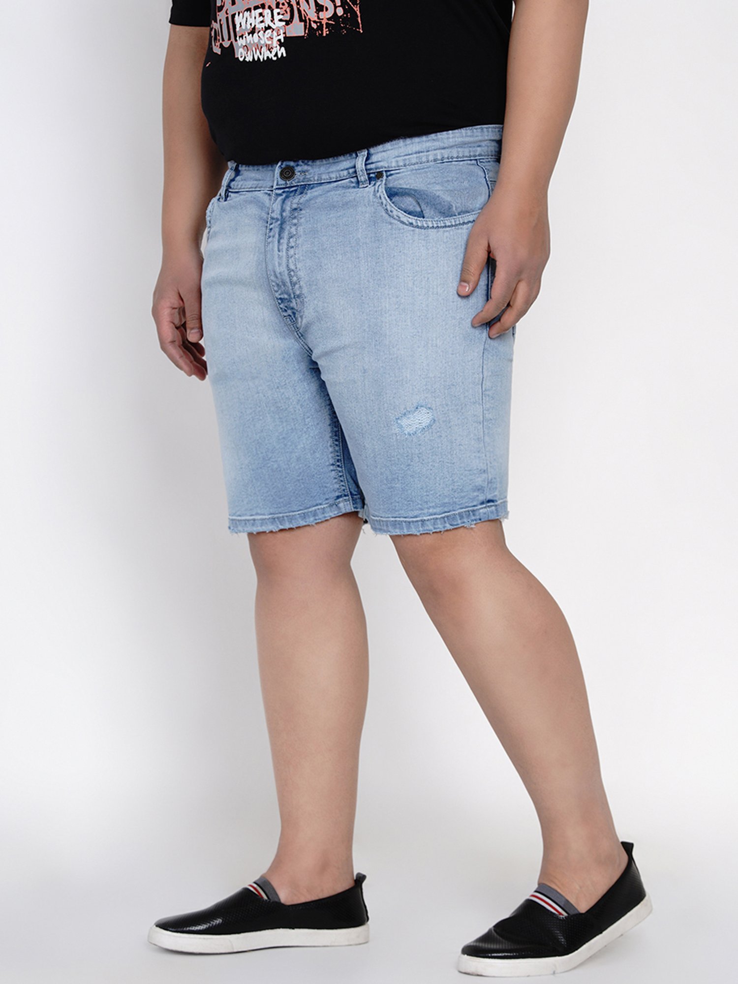 John Pride Blue Cotton Plus Size Shorts