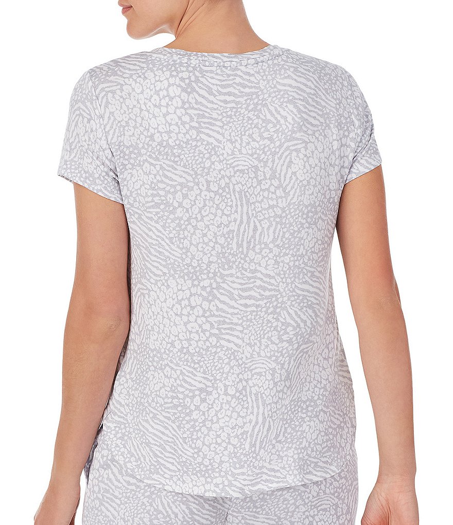 iRelax Printed Terry Knit Round Neck Short Sleeve Pajama Top