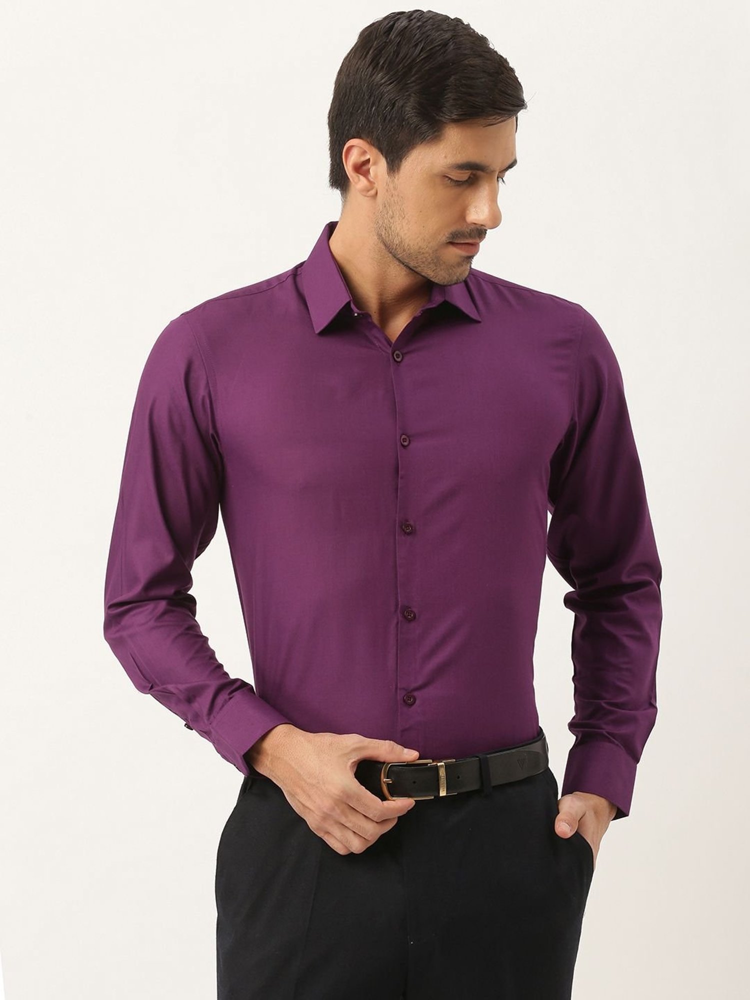 Sojanya Purple Cotton Regular Fit Shirt