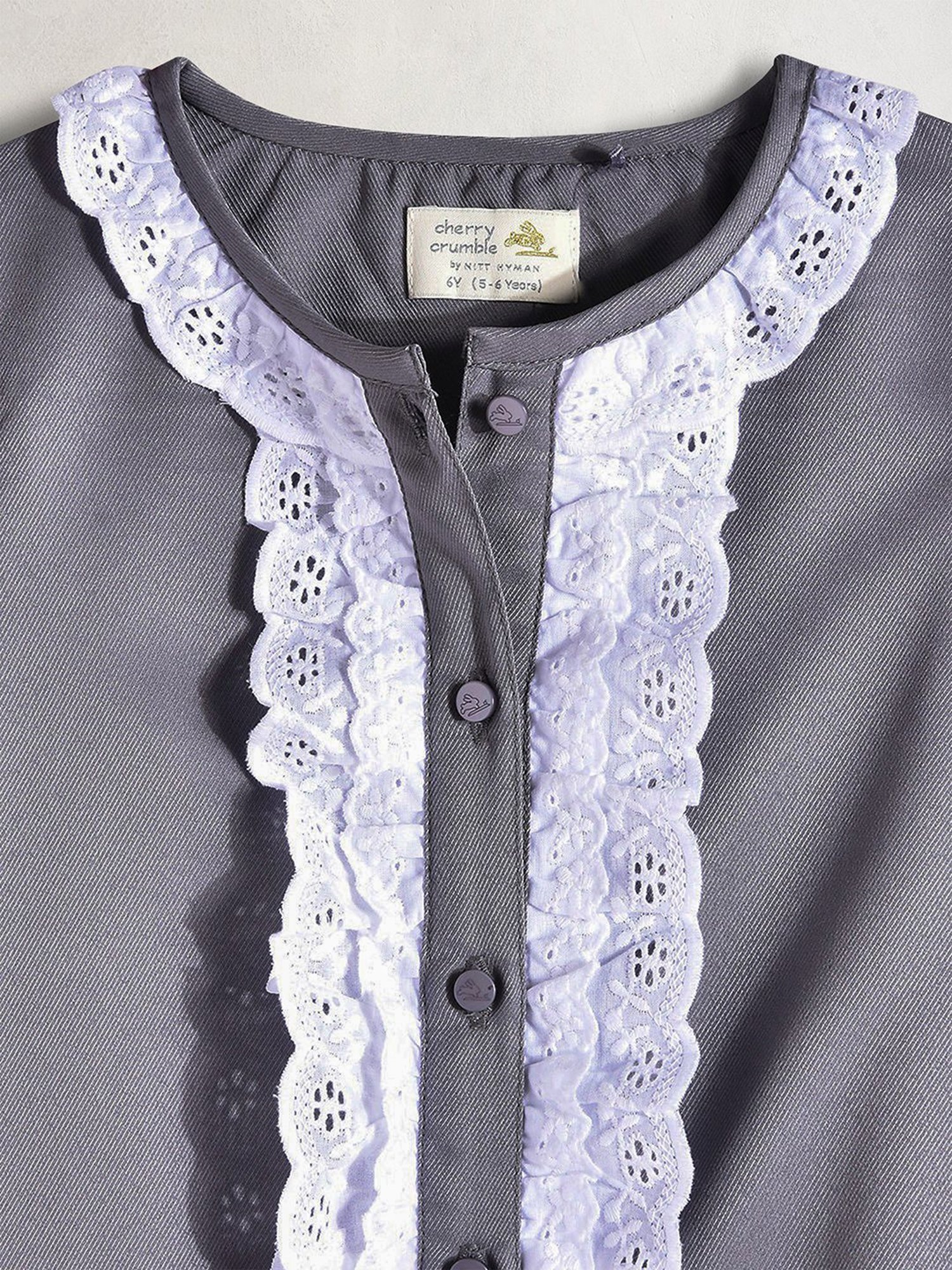 Cherry Crumble by Nitt Hyman Girls Grey Regular Fit Top Set