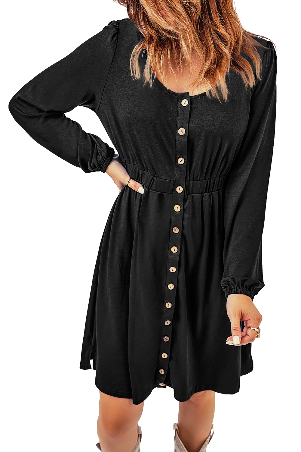 Cheetah Casual Long Sleeve Button Up Shirt Dress