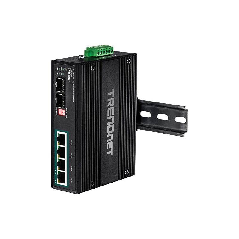 6-Port Industrial Gigabit PoE+ DIN-Rail Switch, 12-56V, Alarm Relay, 2 Dedicated SFP Slots, IP30 Rated Housing, Lifetime Protection, TI-PG62B