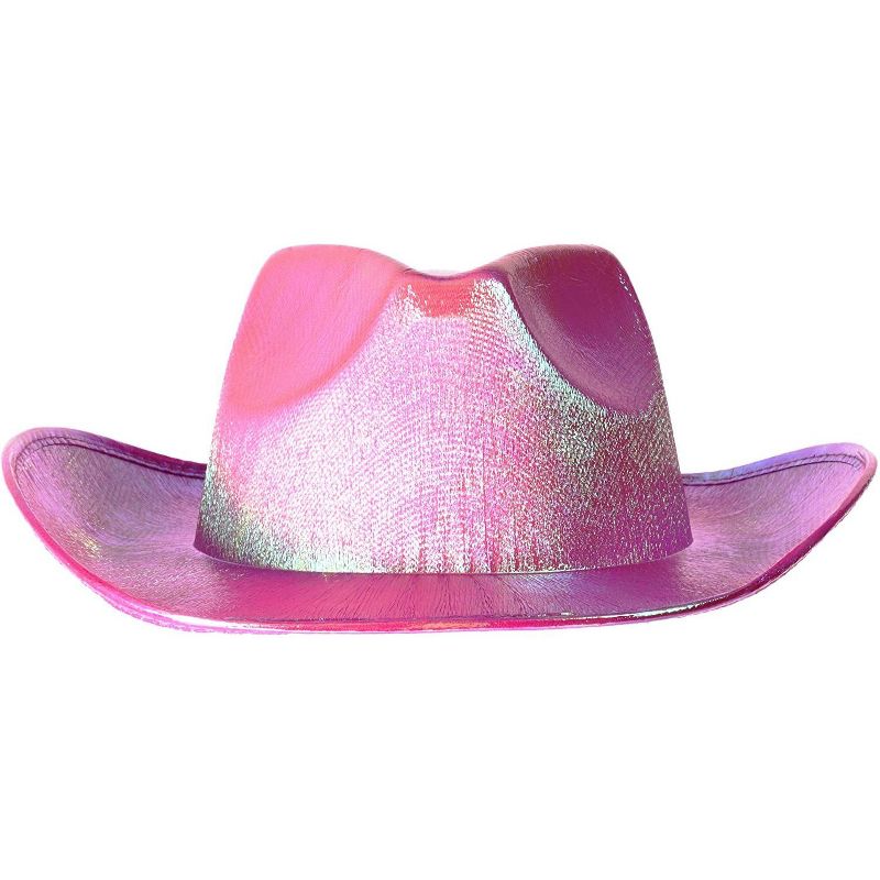 Juvolicious Holographic Shiny Cowboy Party Hat for Concerts, Rodeos, Parties (Pink, 14.5 x 11.5 x 3.75 in)