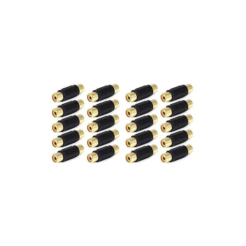 20 Pack Audio Video Gold RCA Female to Female Coupler Adapter