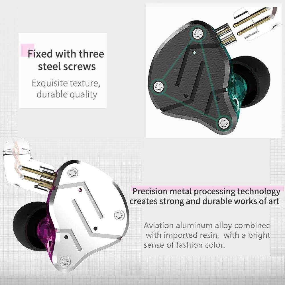 KZ ZSN in Ear Earphone 1BA 1DD Stereo High Fidelity Earphone, KZ Earbuds High Resolution in Ear Monitor Headphone with Detachable 0.75mm 2 pin Cable (Purple, NO Mic)
