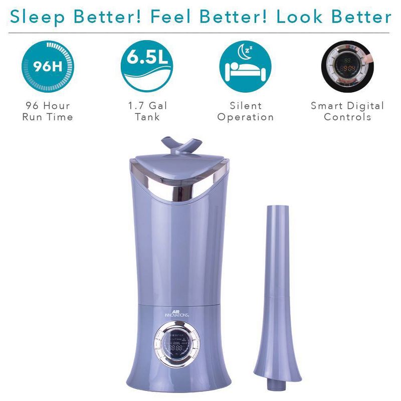 Air Innovations 1.7 Gal Ultrasonic Cool Mist Humidifier with Aroma Tray Platinum