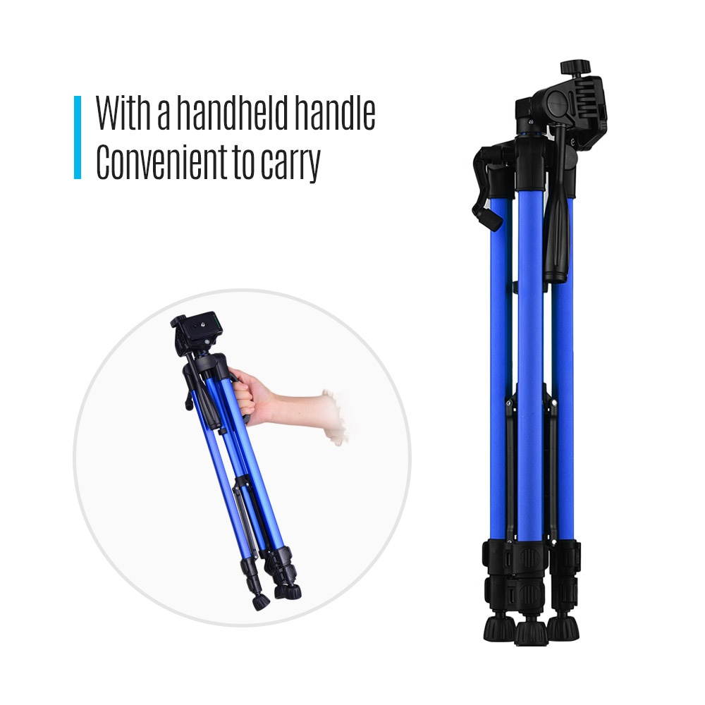 Andoer Lightweight Photography Tripod Stand Aluminum Alloy 3kg Load Capacity Max. Height 135cm/53in with Carry Bag Phone Holder for DSLR Camera Smartphone