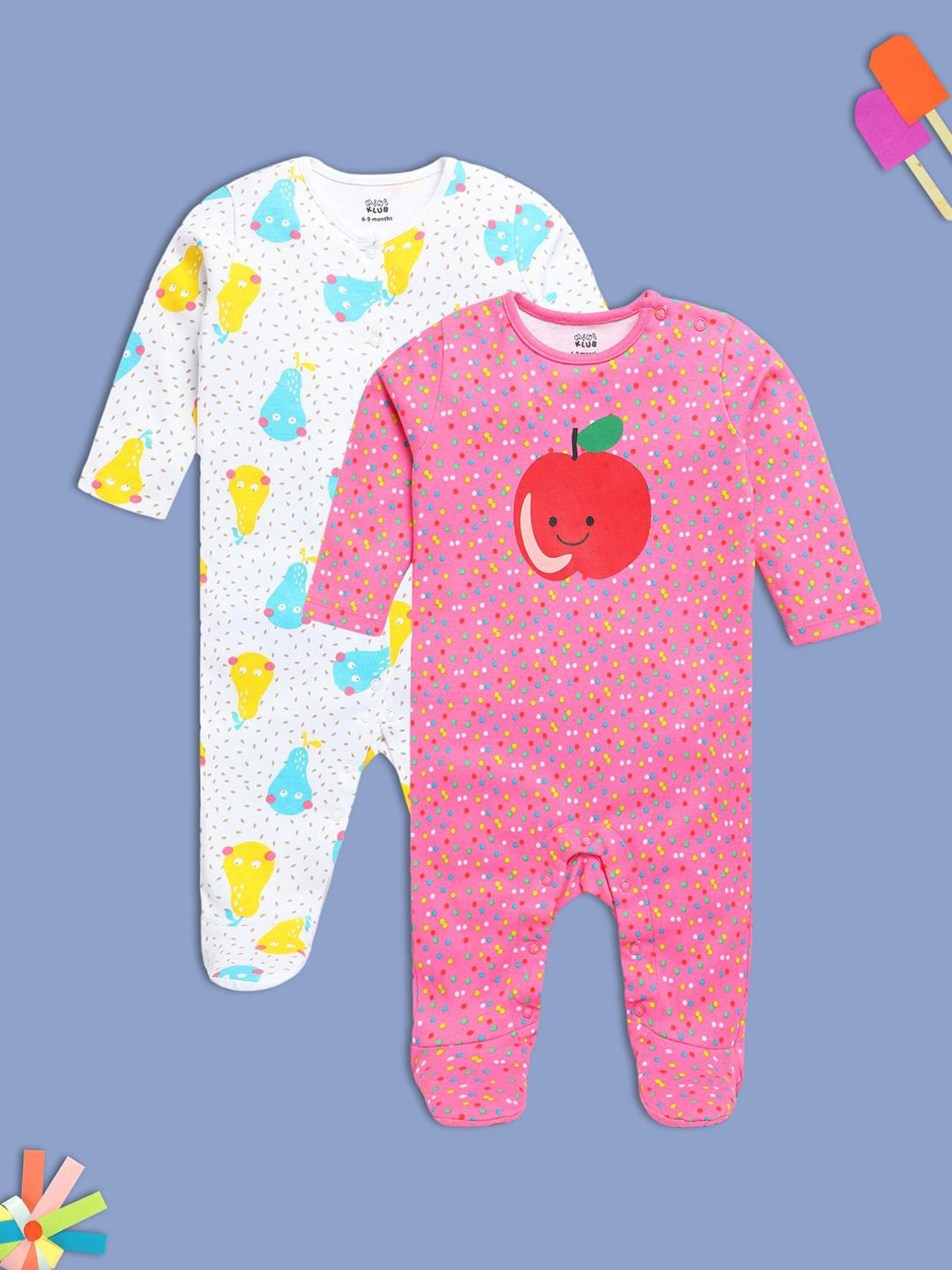 Ed-a-Mamma Baby Pink & White Printed Bodysuit (Pack Of 2)