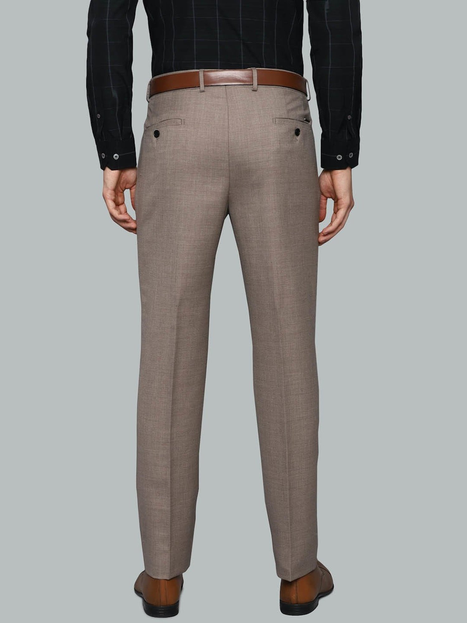 Luxure By Louis Philippe Grey Slim Fit Flat Front Trousers