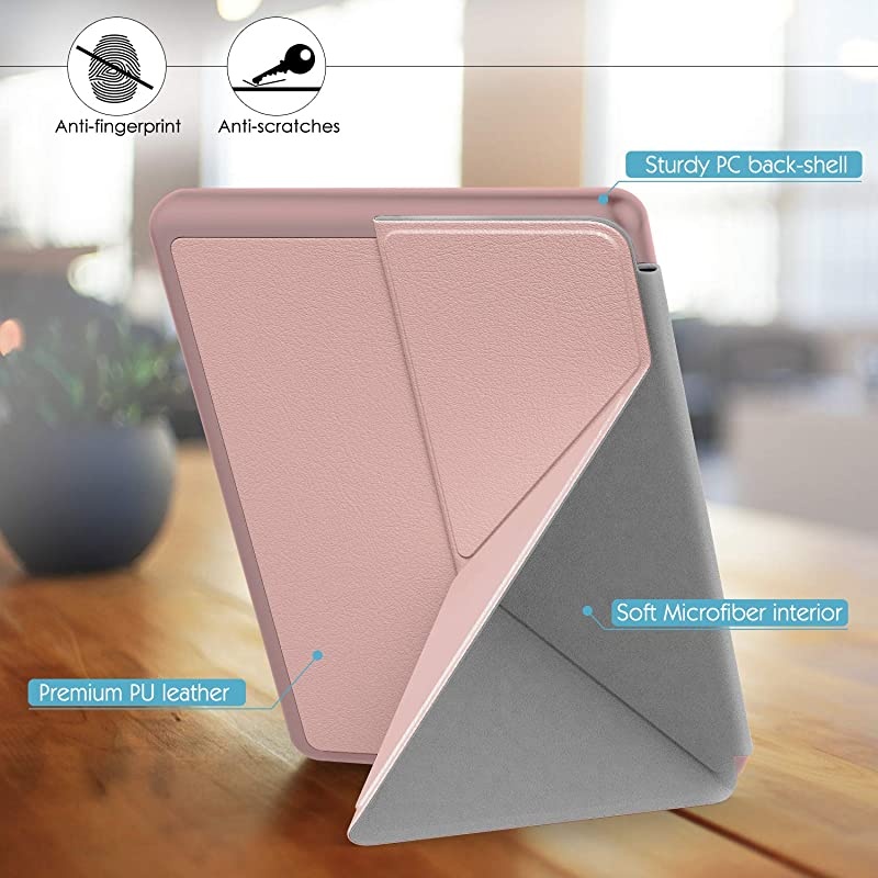 Case Replacement with Kindle Paperwhite (10th Generation, 2018 Releases), Standing Origami Slim Shell Cover with Auto Wake/Sleep for  Kindle Paperwhite 2018 E-Reader - Rose Gold