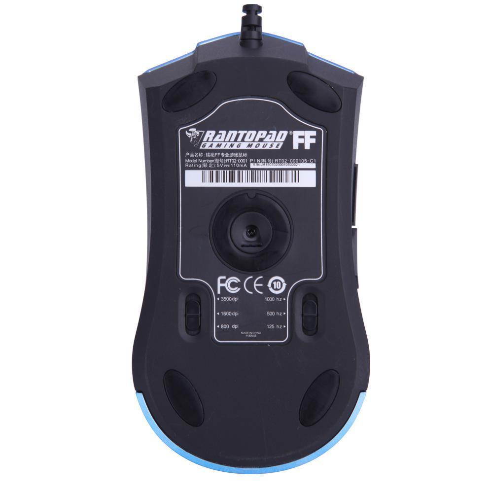 Rantopad FF Gaming Mouse with 5 Buttons, 800/1600/3500DPI, 1000MHz, Breathing Ambient LED Backlit, 2m Wired Gold-plated USB, Plug-and-play, Ergonomic, Fluorescent Green