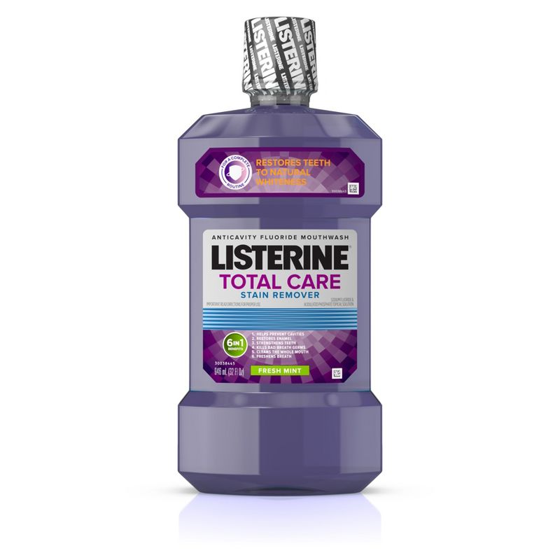 Listerine Total Care Stain Remover Anti-cavity Mouthwash Fresh Mint - 32 fl oz