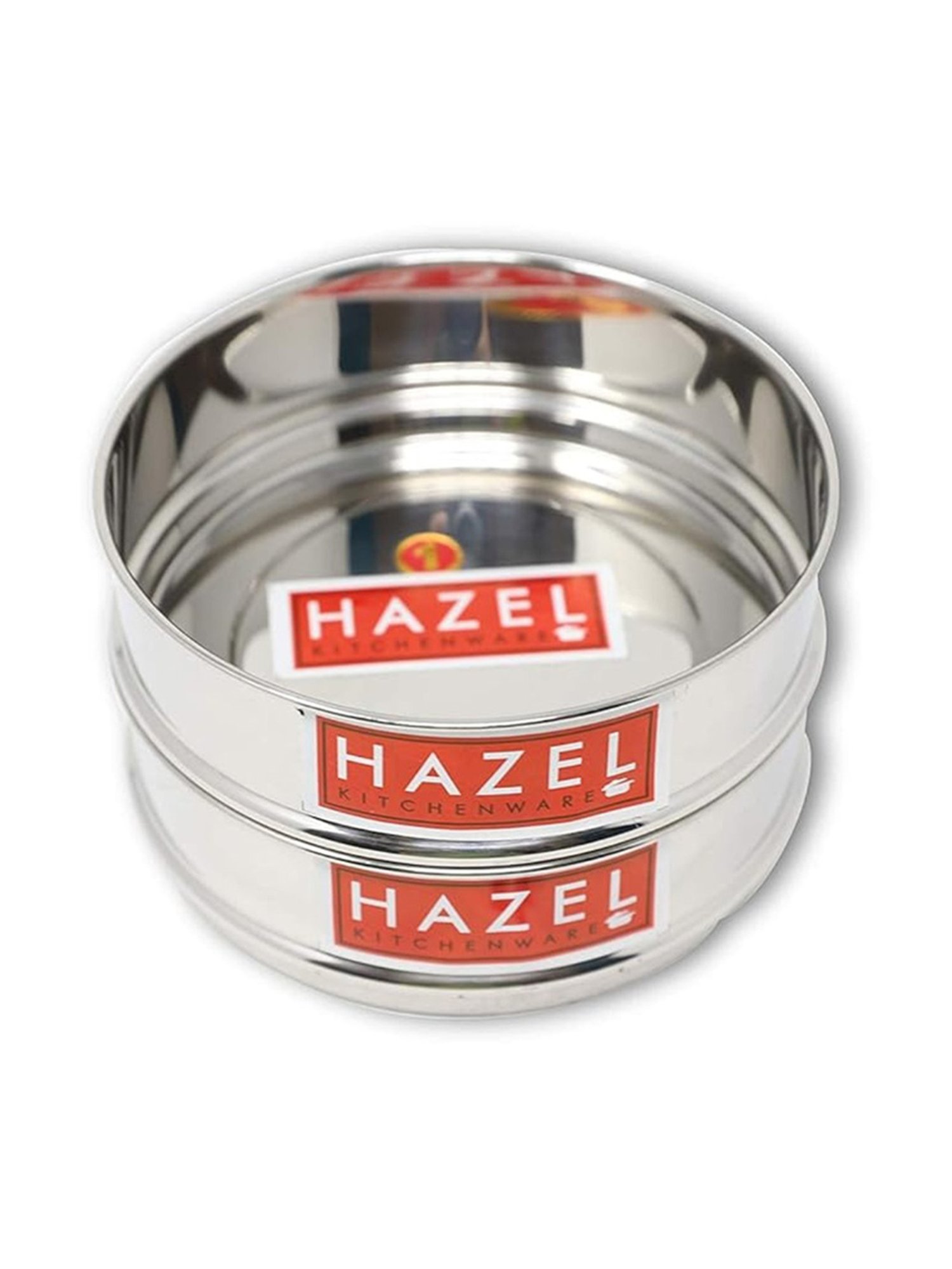 HAZEL Silver Stainless Steel Flat Cooker Dabba 500ml (each) - Set of 2