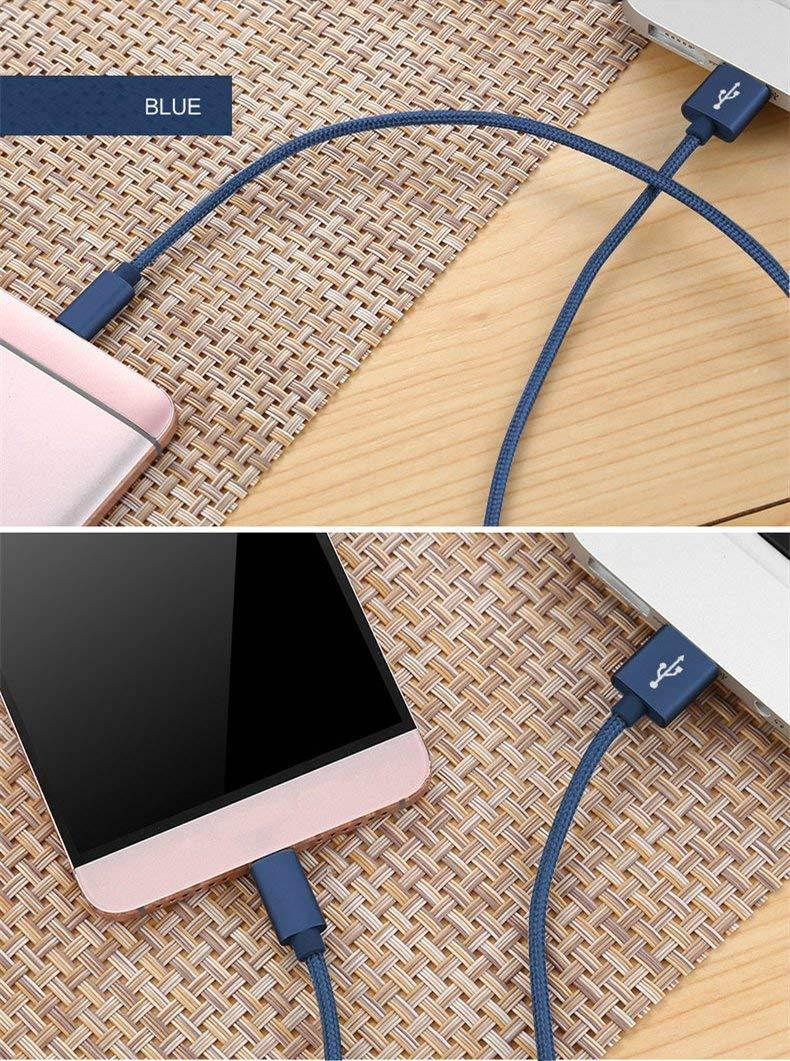 RoFI Micro USB Cable, [2Pack] 0.6M Samsung Charger, Nylon Braided Micro USB Charger, High Speed USB 2.0 A to Micro B Charging Cord Universal for HTC, S6, Kindle, Android, and More (Blue, 2 Feet)