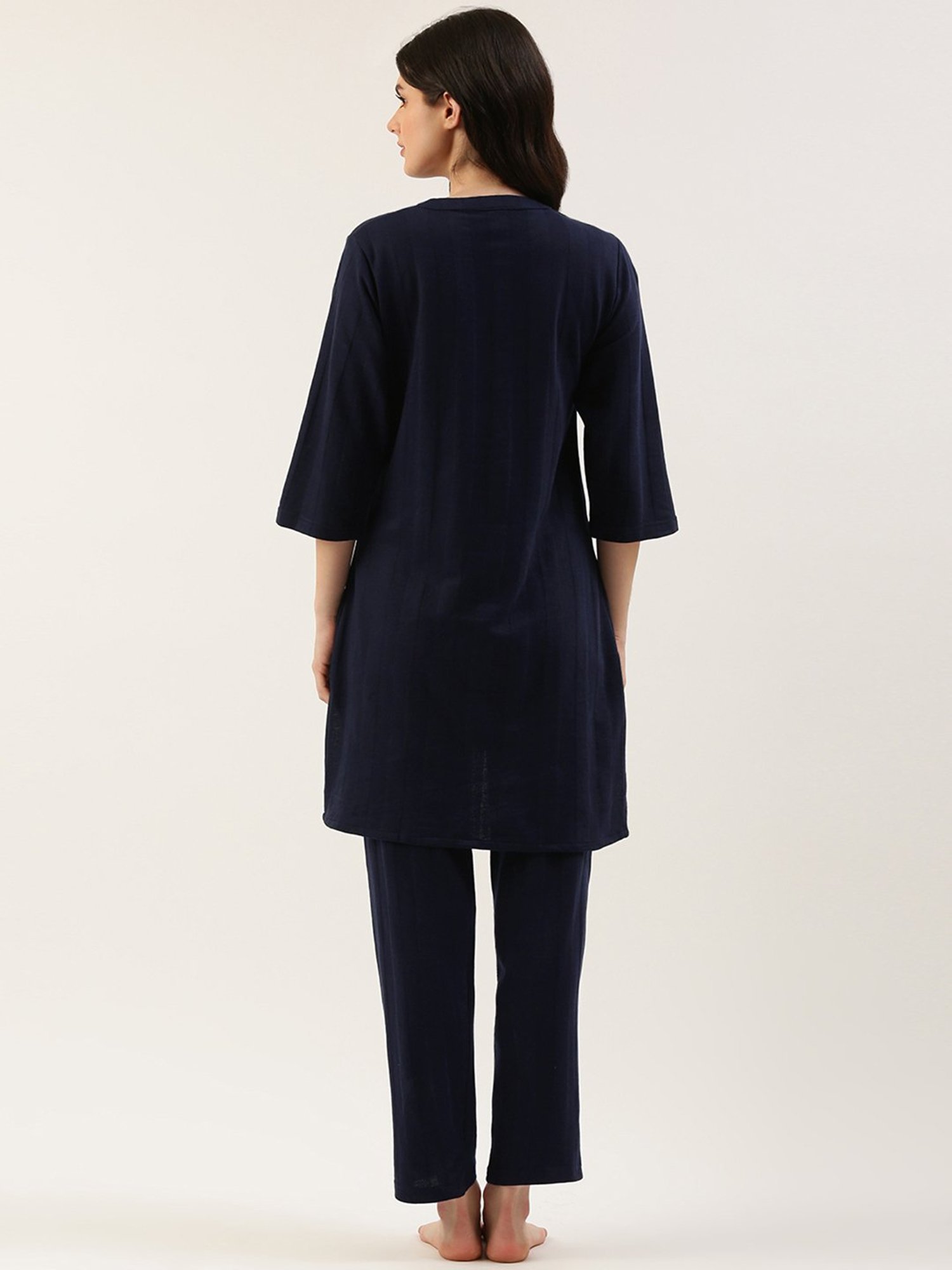 Clt.s Navy Cotton Kurta With Pyjamas