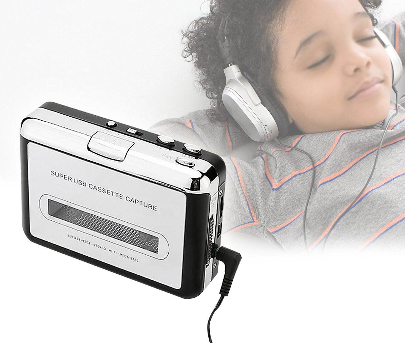 Handheld Super Tape to PC USB Cassette-to-MP3 Converter ,Retro Cassette to MP3 Converter,  USB Cassette Recorder Tape-to-MP3 Music Player