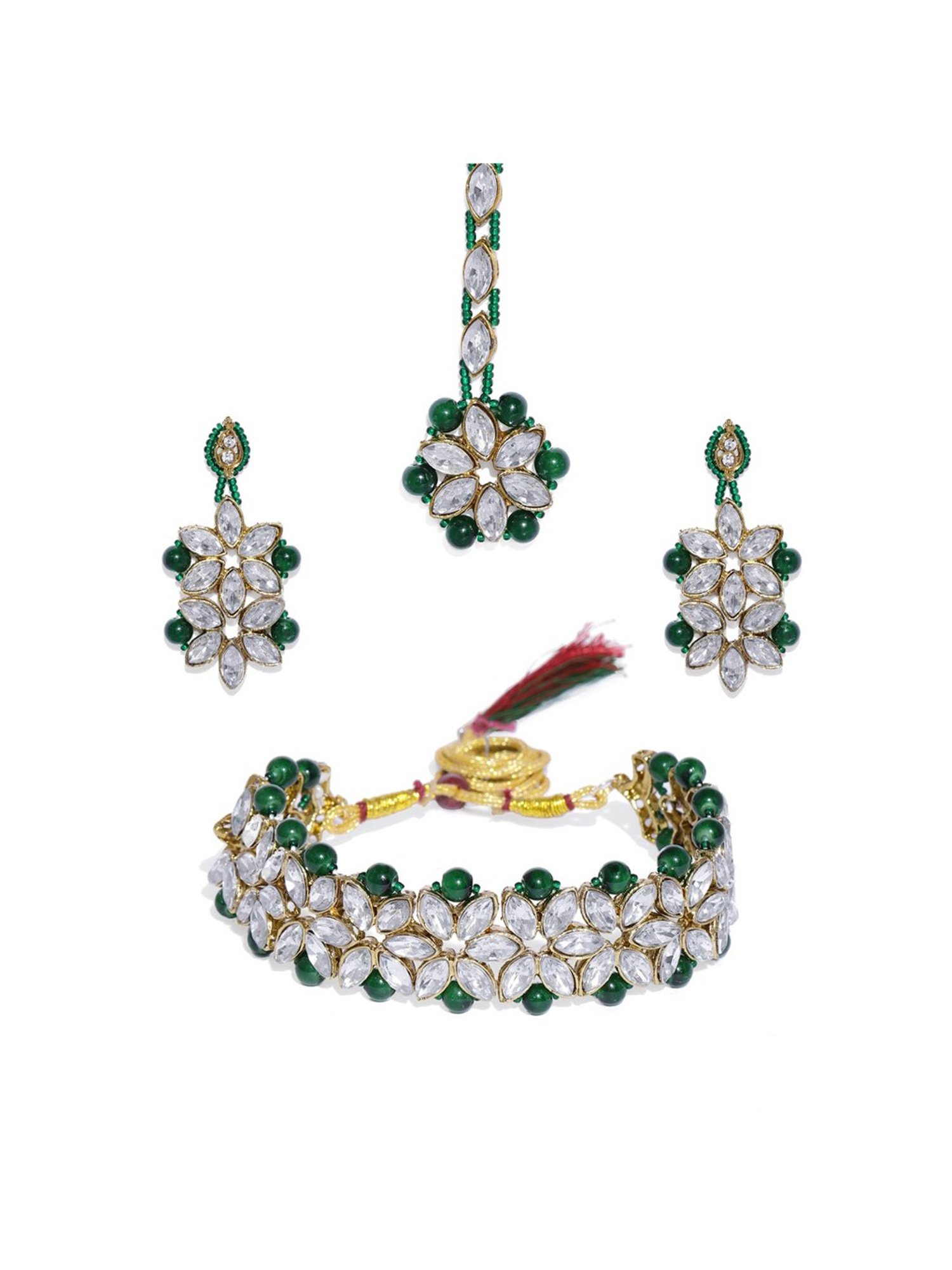 Sri Jagdamba Pearls White Alloy Classic Necklace & Earring Set