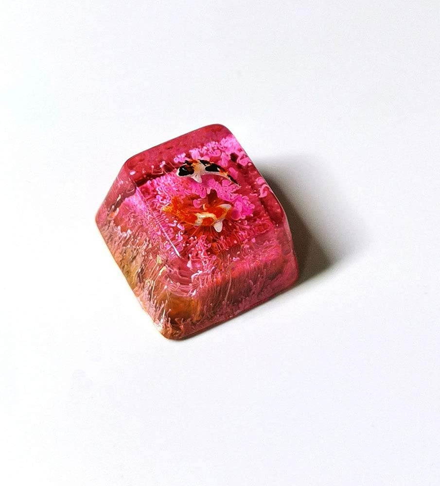 Resin Keycap OEM/R4 Height Suitable for MX Switch, Delicate Hand Engraved Resin Key Caps for Mechanical Keyboards (Red)