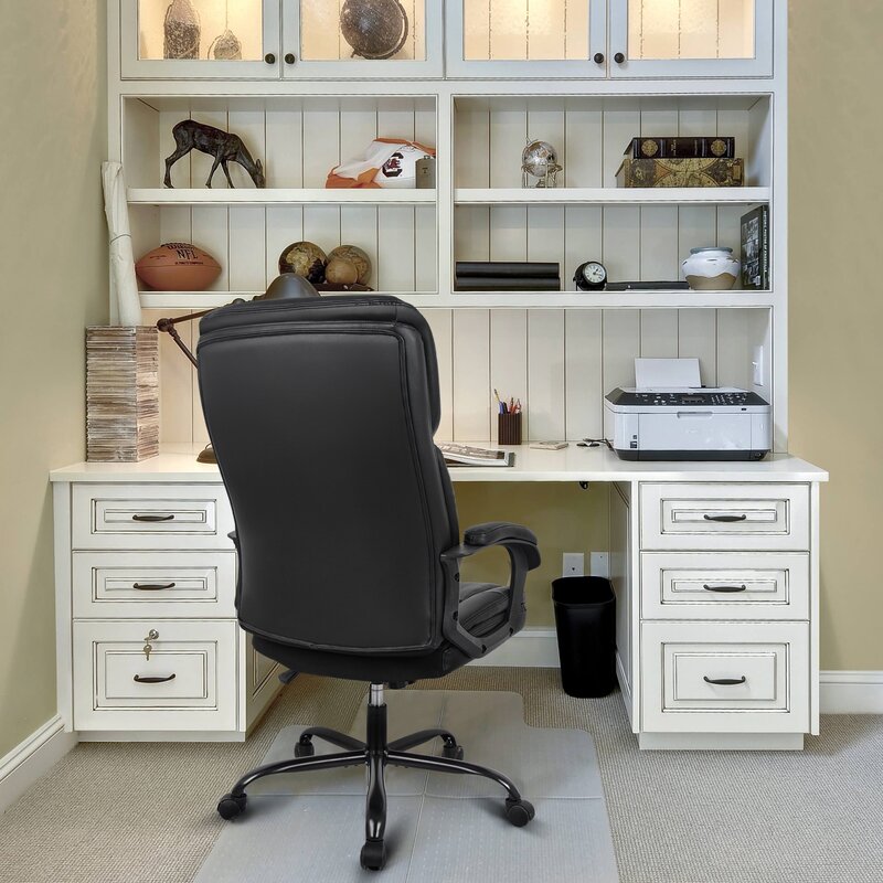 Executive Office Computer Desk Chair, PU Leather Reclining Adjustable Seat Height Swivel Ergonomic Design for Lumbar Support