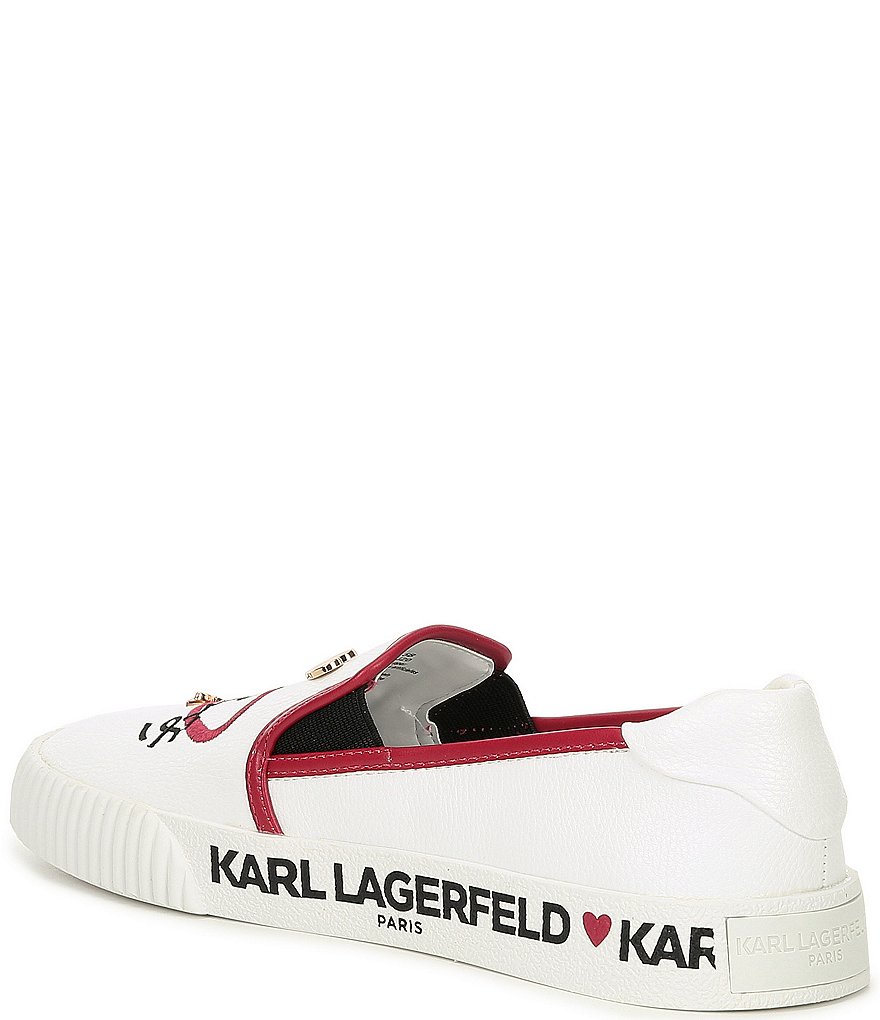 KARL LAGERFELD PARIS Jessie Logo Script Leather Slip-On Sneakers