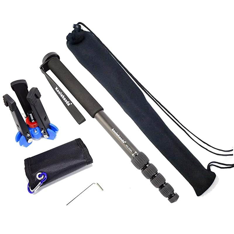 66-inch Aluminum Monopod with Folding Three Feet Support Stand, for All Canon Sony, Nikon.Max. Load 12kg/26lbs (KQ-333A+A1 Base)