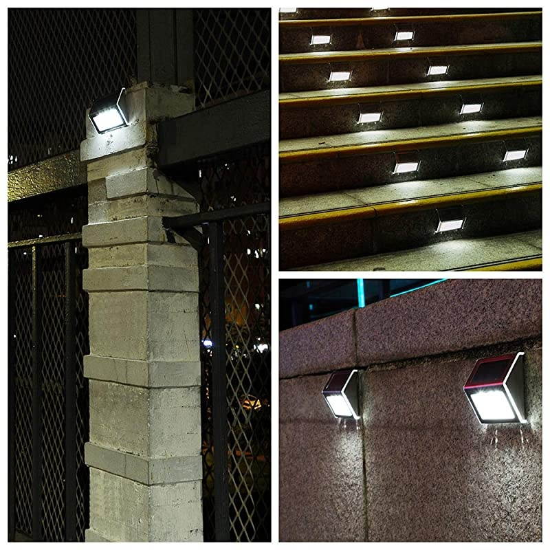 Solar Step Lights  3 LED Solar Powered Stair Lights Stainless Steel Outdoor Lighting for Deck Fence Path Auto OnOff Waterproof 4 Pack