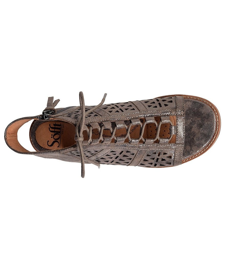 Sofft Nora Metallic Suede Ghillie Block Heel Sandals