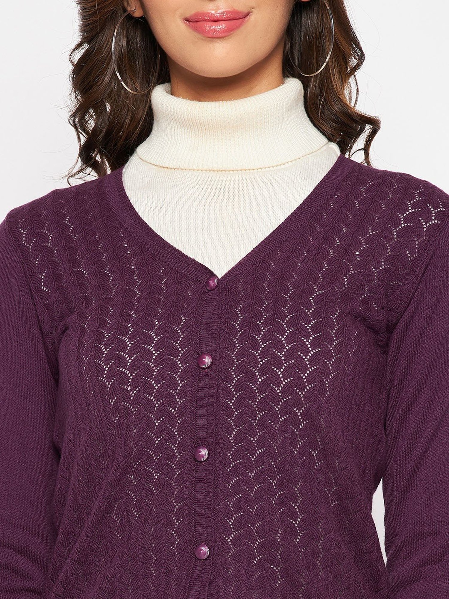 Crozo By Cantabil Purple Cardigans