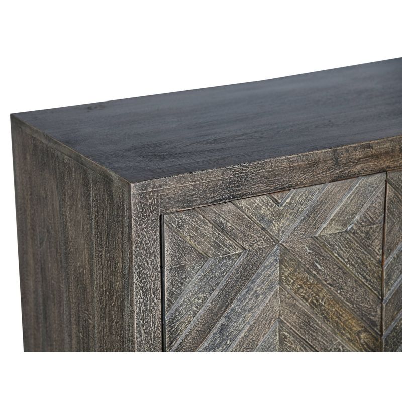 47" Chevron Pattern 2 Door Wooden Storage Console Cabinet with Angled Metal Legs Gray - The Urban Port