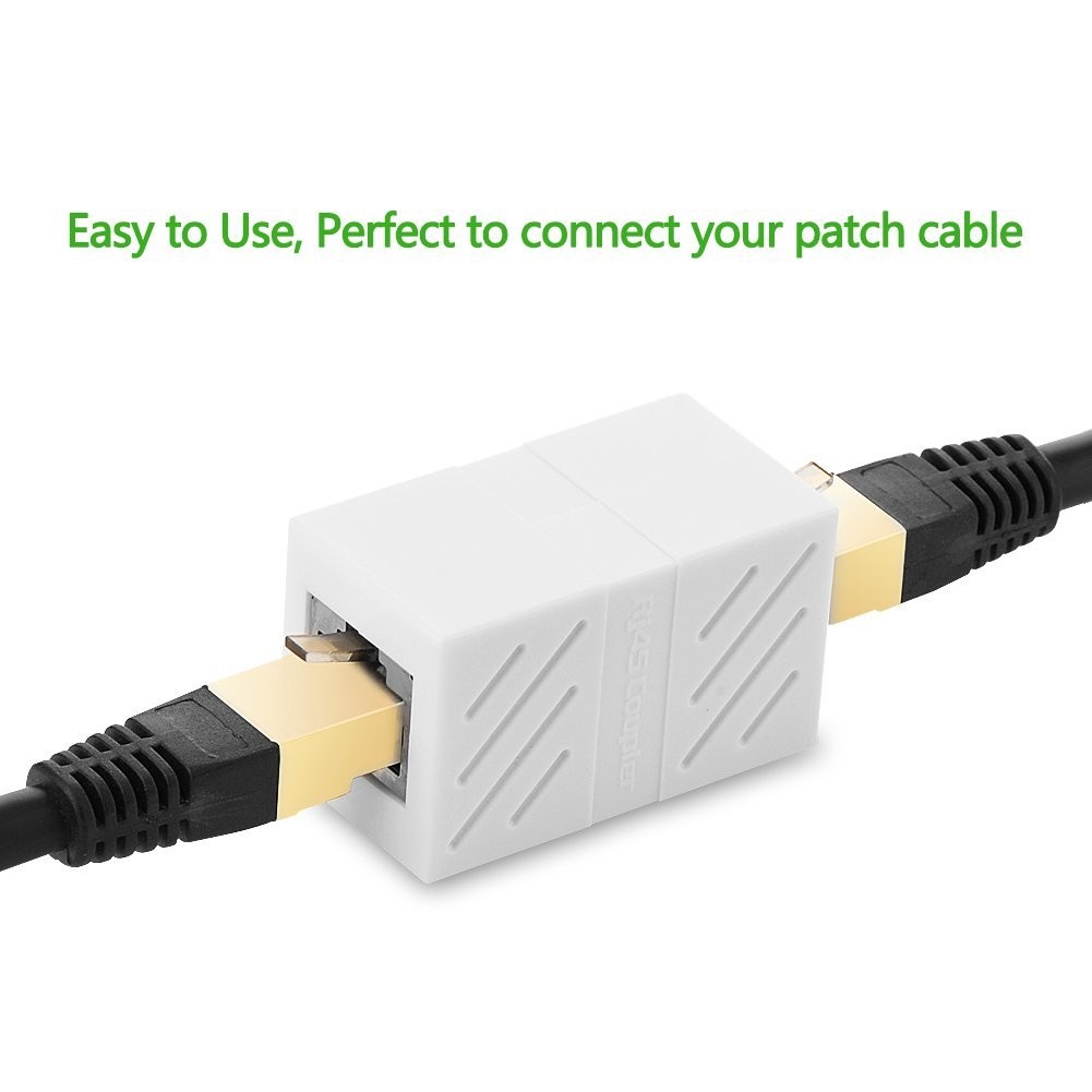 Ugreen (2 Pack) RJ45 Coupler In-Line Coupler Cat7/Cat6/Cat5e Ethernet Cable Extender Adapter Female to Female (White, 20311)