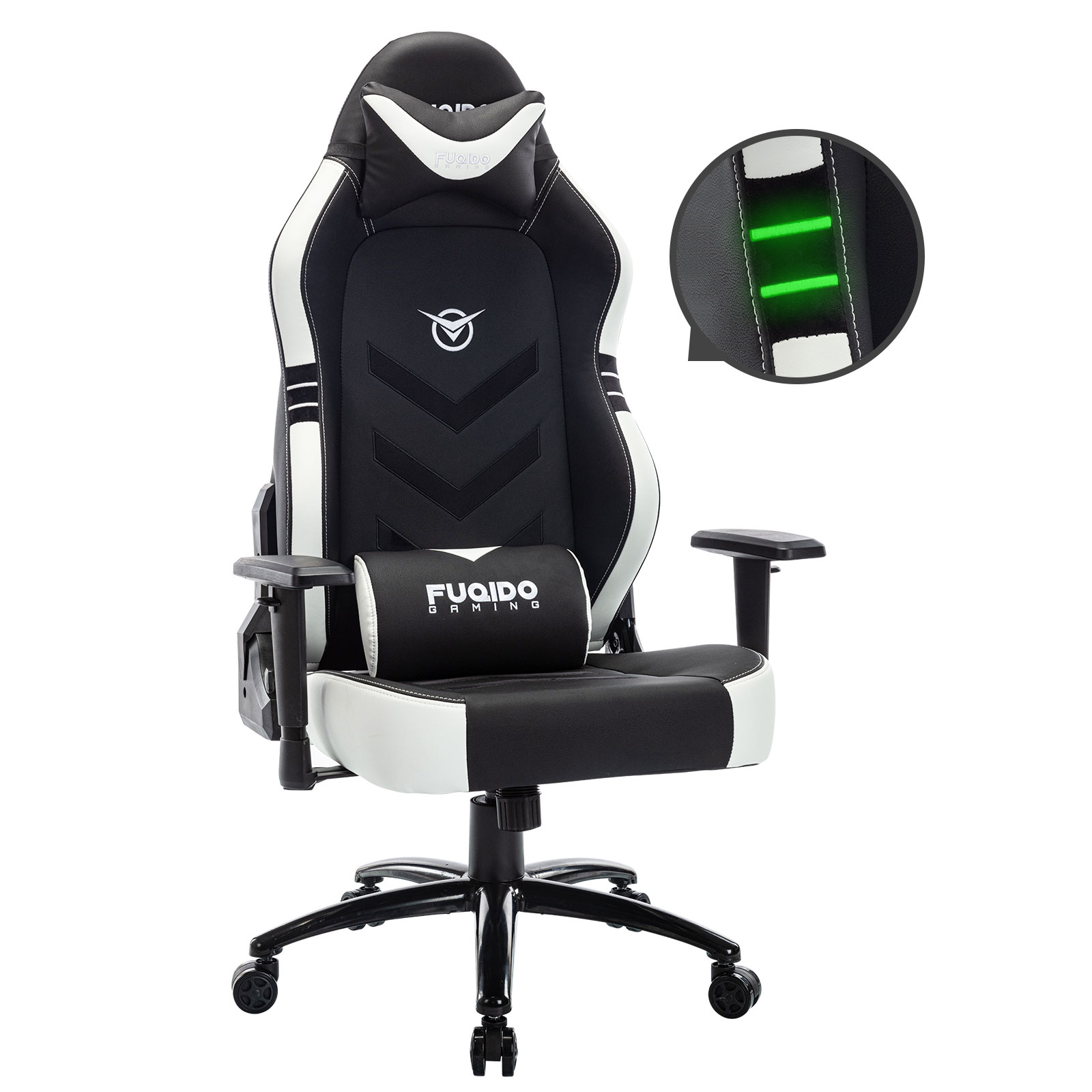 COLAMY Gaming Chair, Big & Tall Computer Chair Fluorescent Racing Style Desk Office Chair Wide Seat Height Adjustment Swivel Task Chair with Headrest and Lumbar Support(Black/Grey/Red/Blue/White/Pink)