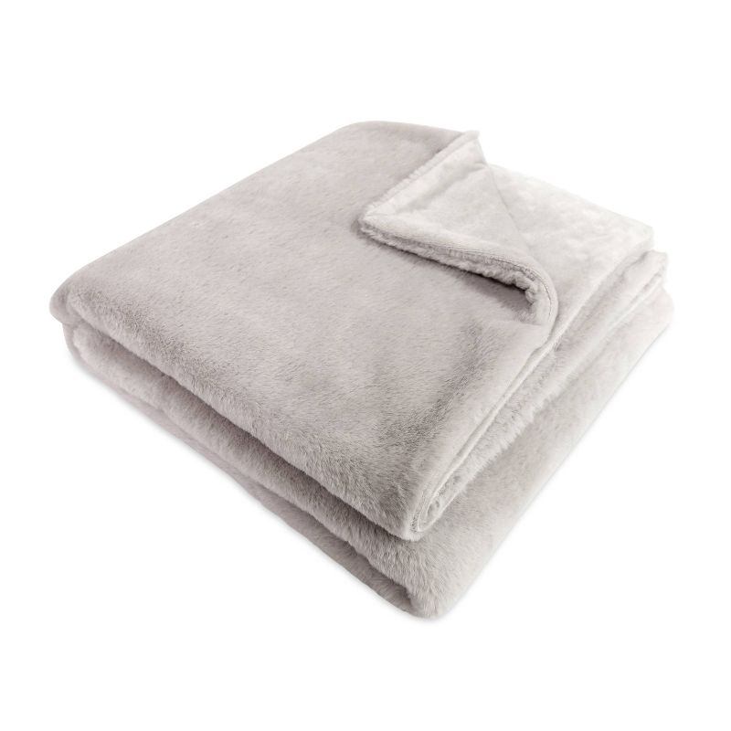 50"x60" Audrey Faux Fur Throw Blanket Vapor Gray - Better Living
