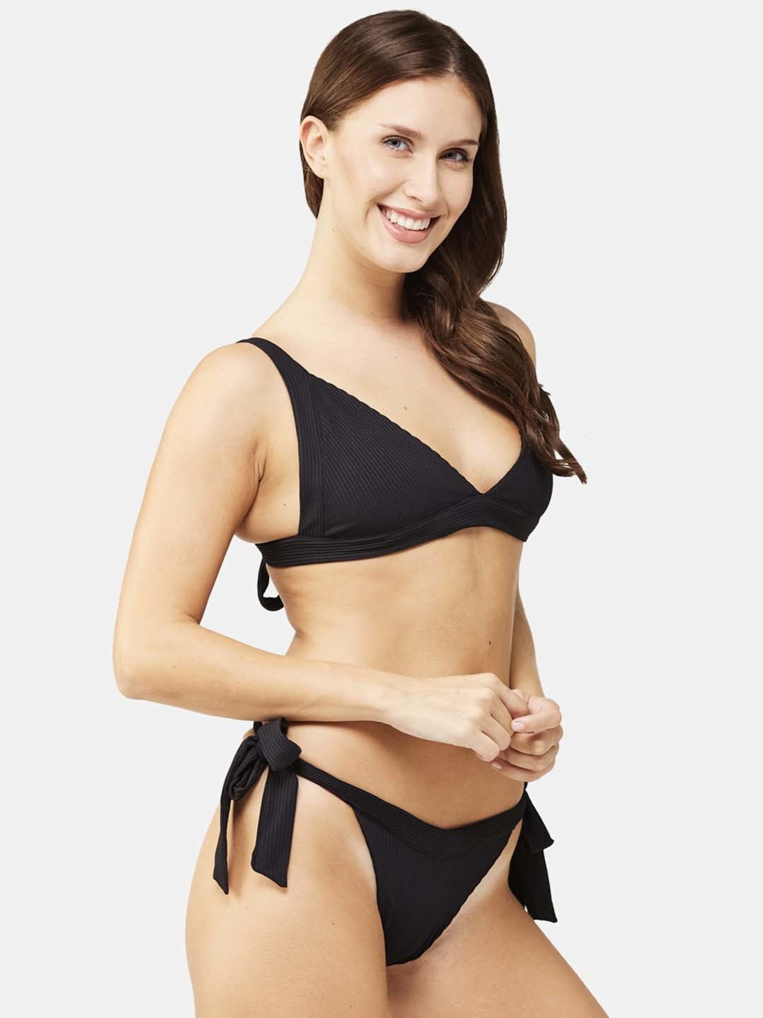 Secrets By ZeroKaata Black & Green Plain Swimwear Bra Panty Set - Pack Of 2