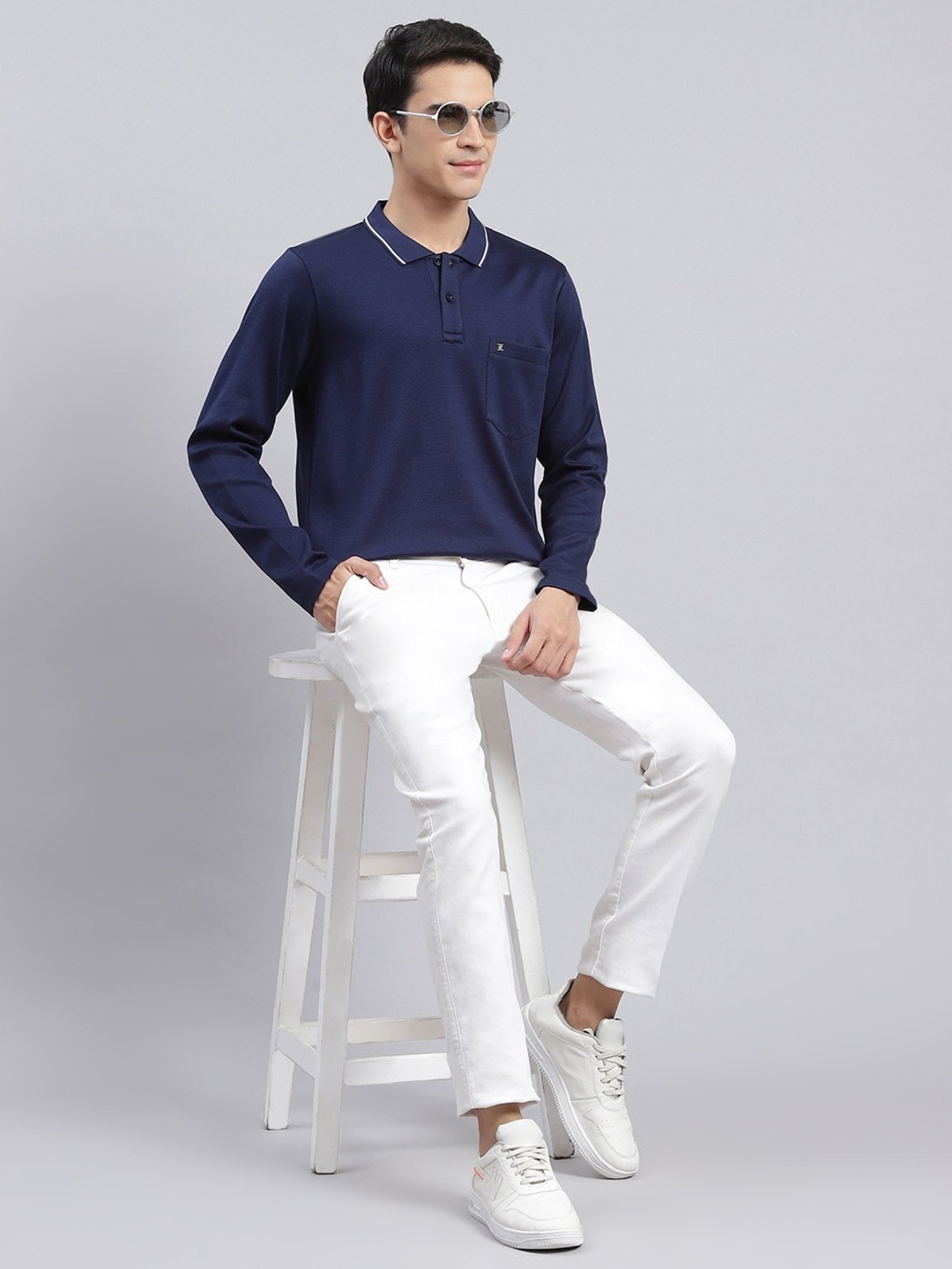 Monte Carlo Navy Cotton Regular Fit Polo T-Shirt