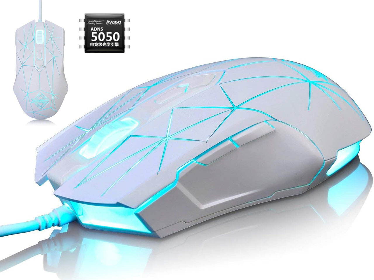 Gaming Mouse Wired, USB Optical Computer Mice with RGB Backlit, 2 Adjustable DPI Up to 2400, Ergonomic Gamer Laptop PC Mouse   for Windows 7/8/10/XP -Black