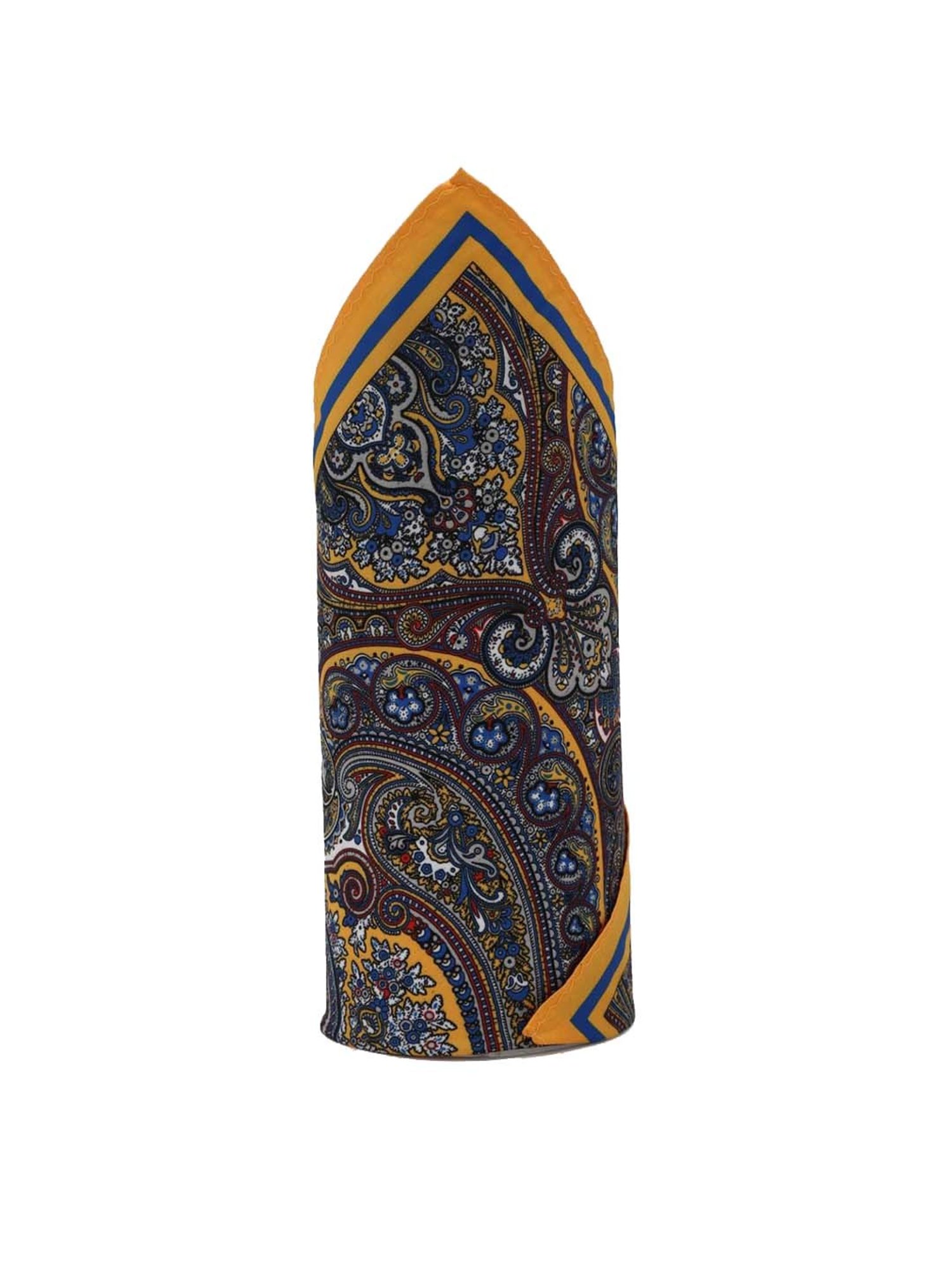 CHOKORE Brown and Yellow Plaid Pocket Square