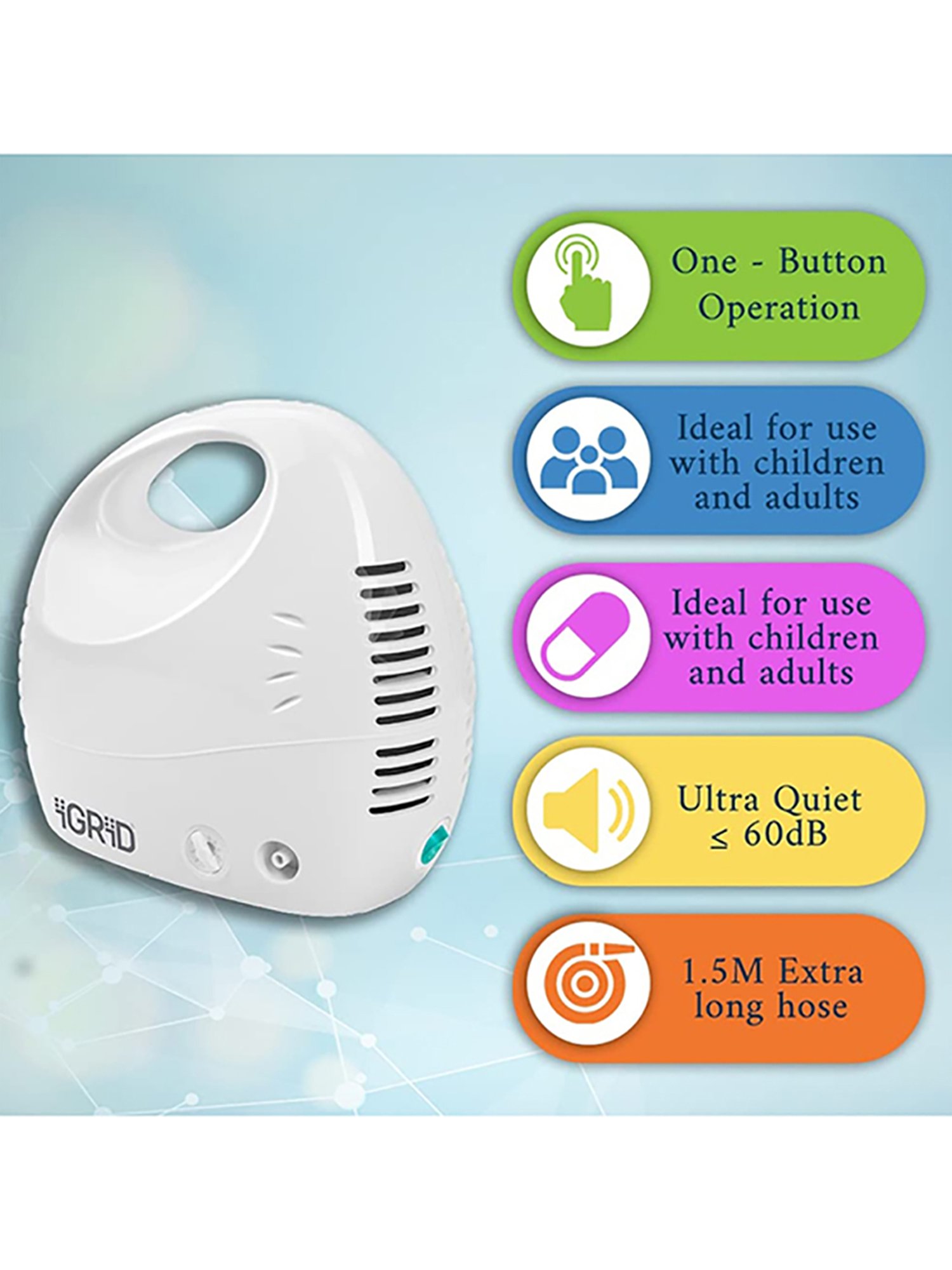 iGRiD IG1614N Compact Compressor Asthma Nebulizer (White)