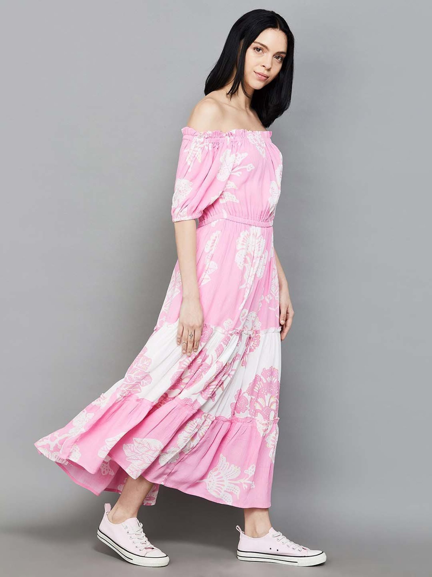 Colour Me by Melange Pink Printed Maxi Dress