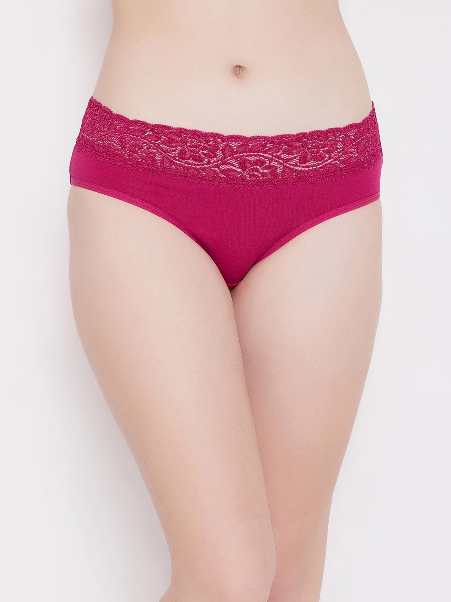 Clovia Pink Lace Hipster Panty