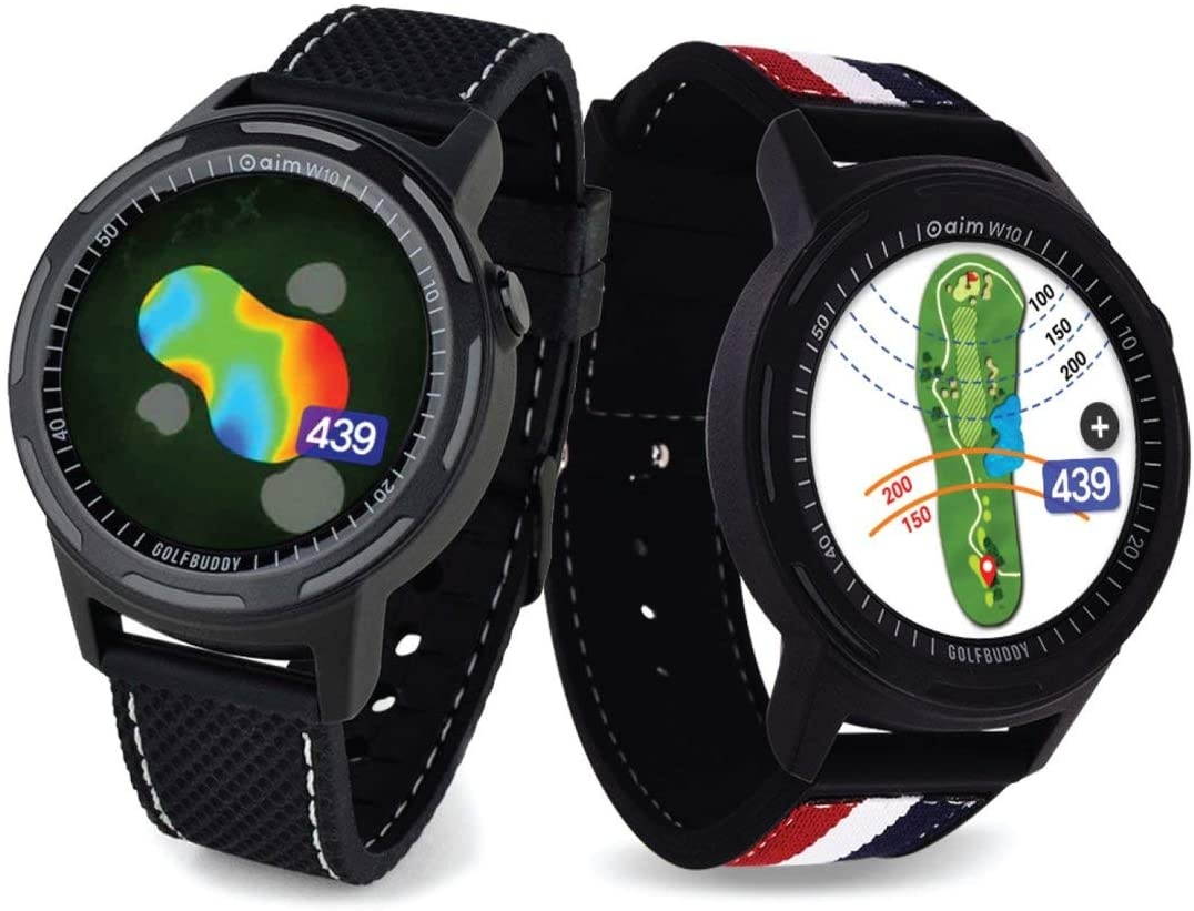 Golf Buddy aim W10 Bluetooth Wireless Golf GPS Smartwatch Bundle with 1 Dozen Volvik Golf Balls, 5 Ball Markers and 1 Magnetic Hat Clip